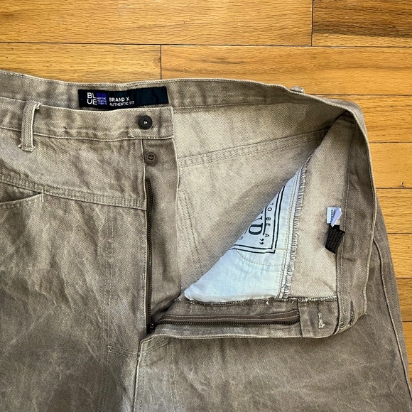 VTG Girbaud Brand X Denim Jeans 42x25 Khaki Tan Y2K Hip-Hop Skater Loose Baggy - Picture 5 of 15